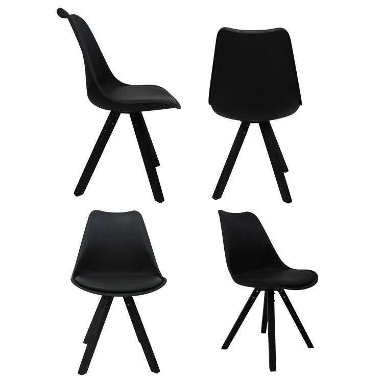 [EU Warehouse] 4 PCS Dining Room Square Leg Tulip Chairs(Black)