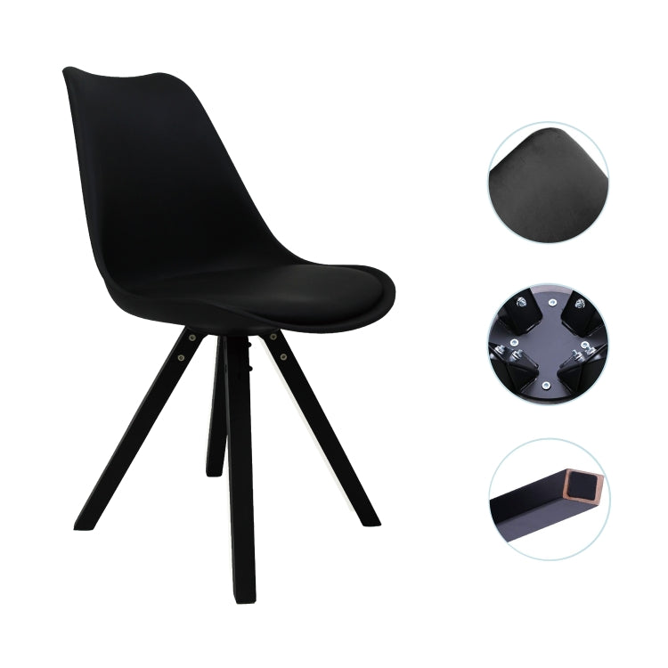 [EU Warehouse] 4 PCS Dining Room Square Leg Tulip Chairs(Black)