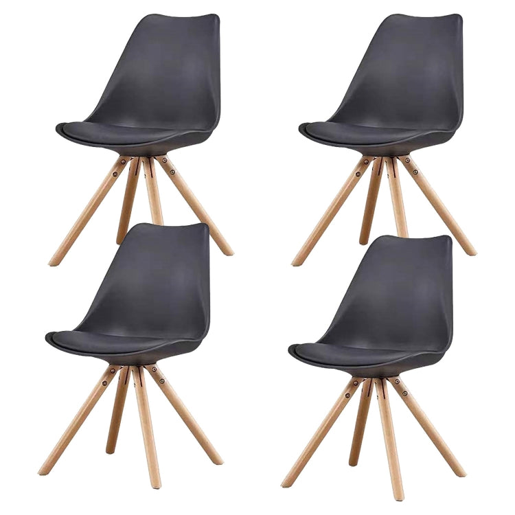 [EU Warehouse] 4 PCS Retro Dining Room Tulip Chairs with Wooden Legs and Seat Cushions(Black)