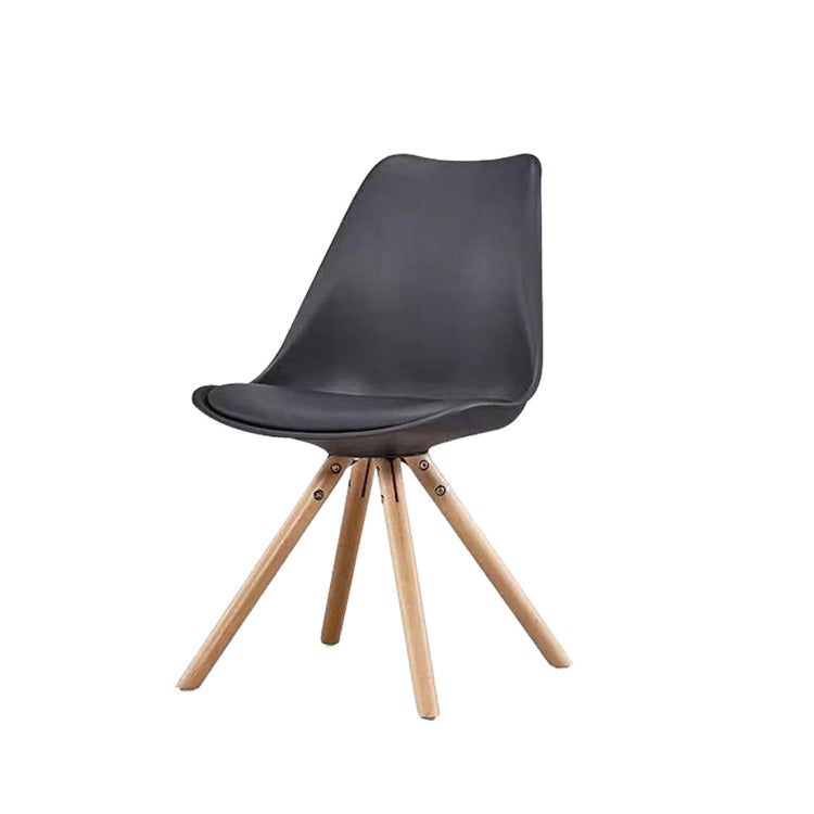 [EU Warehouse] 4 PCS Retro Dining Room Tulip Chairs with Wooden Legs and Seat Cushions(Black)
