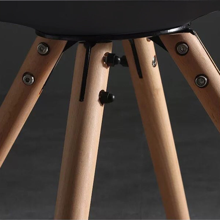 [EU Warehouse] 4 PCS Retro Dining Room Tulip Chairs with Wooden Legs and Seat Cushions(Black)