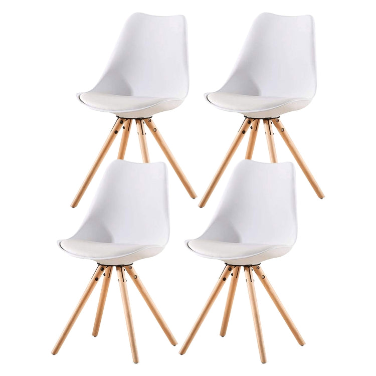 [EU Warehouse] 4 PCS Retro Dining Room Tulip Chairs with Wooden Legs and Seat Cushions(White)