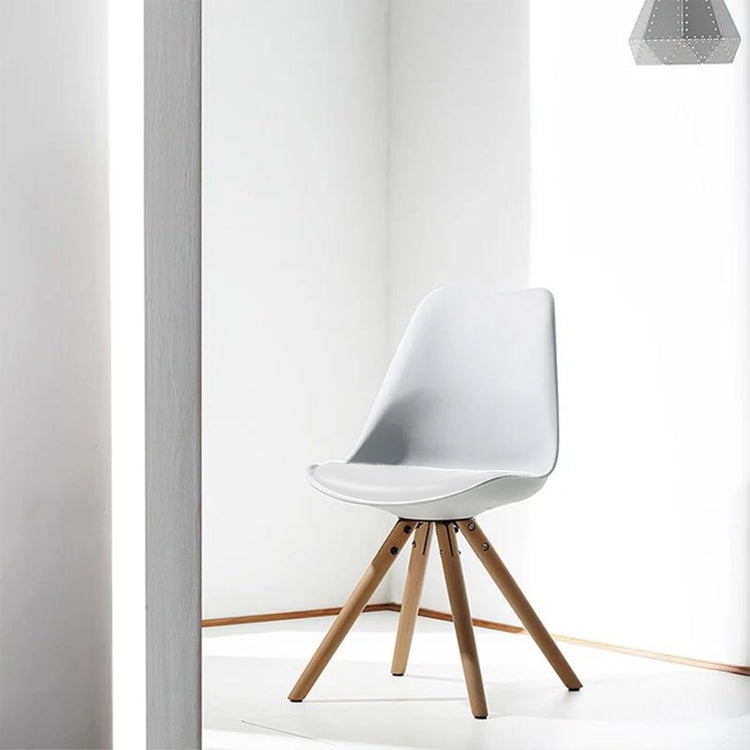 [EU Warehouse] 4 PCS Retro Dining Room Tulip Chairs with Wooden Legs and Seat Cushions(White)