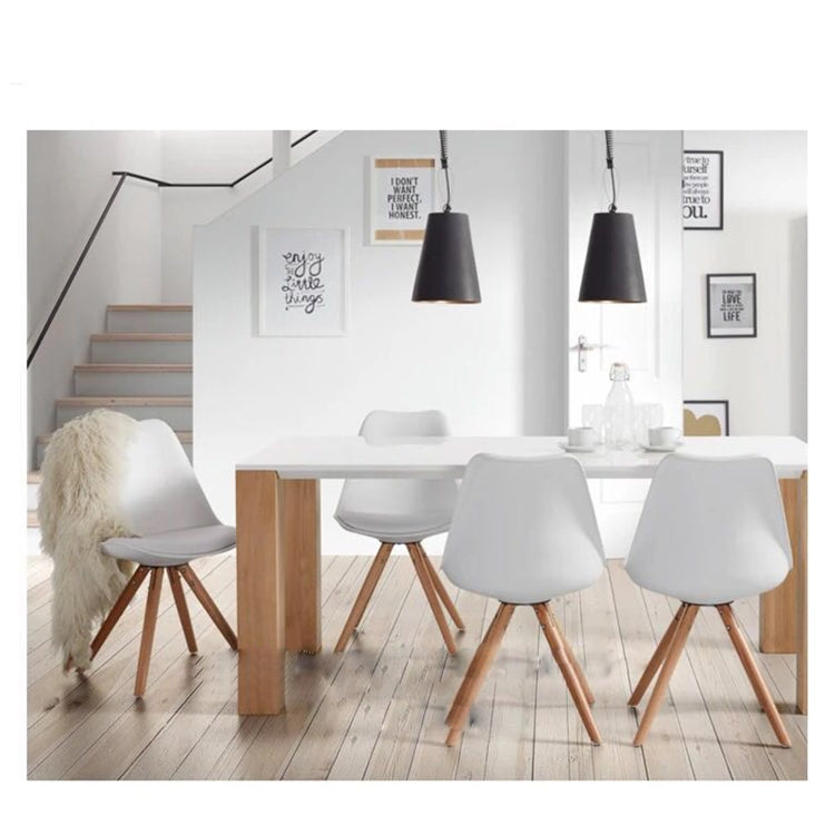 [EU Warehouse] 4 PCS Retro Dining Room Tulip Chairs with Wooden Legs and Seat Cushions(White)