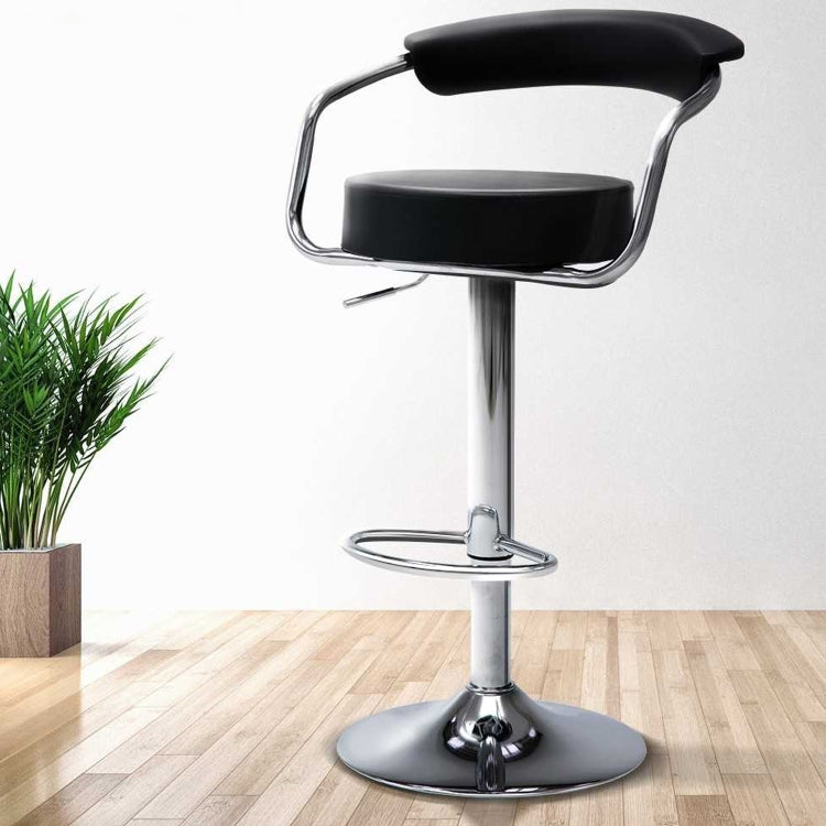 [EU Warehouse] 2 PCS 360 Degrees Rotating Adjustable Round Bar Chairs with Armrests(Black)