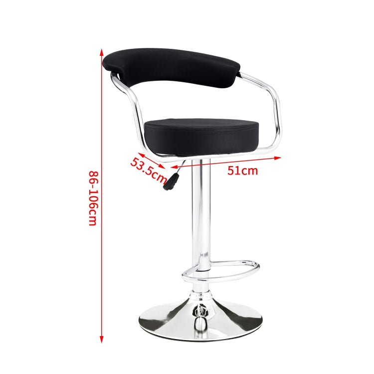 [EU Warehouse] 2 PCS 360 Degrees Rotating Adjustable Round Bar Chairs with Armrests(Black)