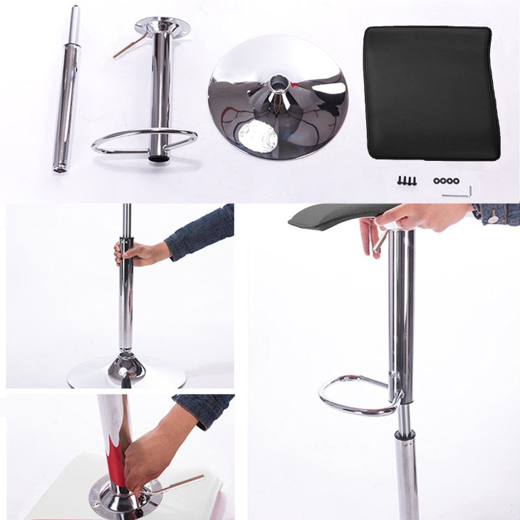 [EU Warehouse] Adjustable Height Chrome-plated Anti-slip Bar Stool(Black)