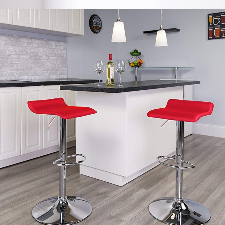 [EU Warehouse] Adjustable Height Chrome-plated Anti-slip Bar Stool(Red)
