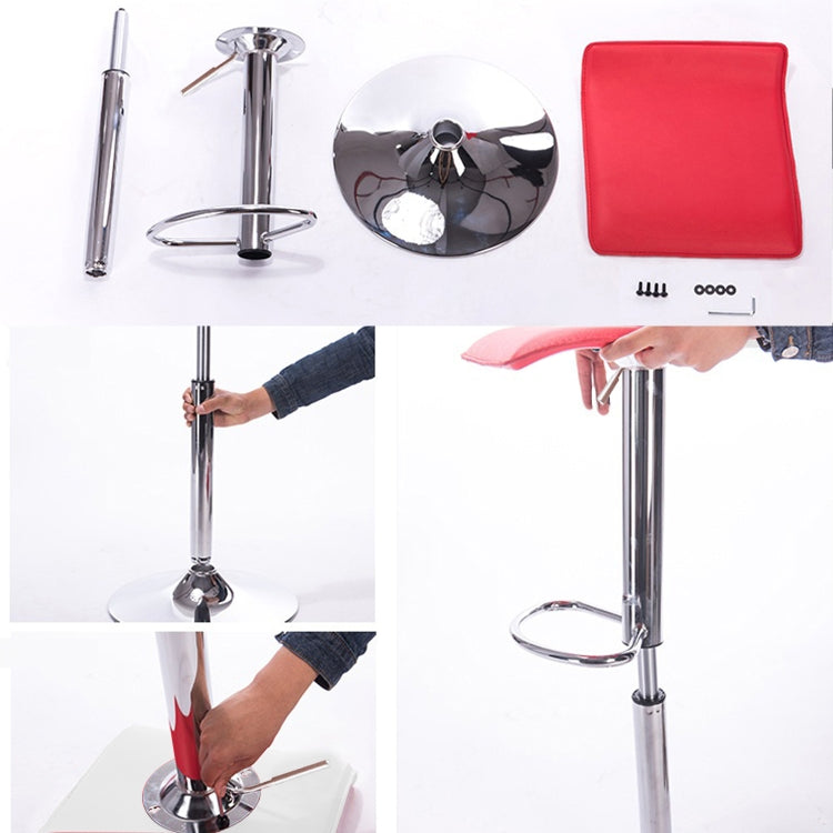 [EU Warehouse] Adjustable Height Chrome-plated Anti-slip Bar Stool(Red)