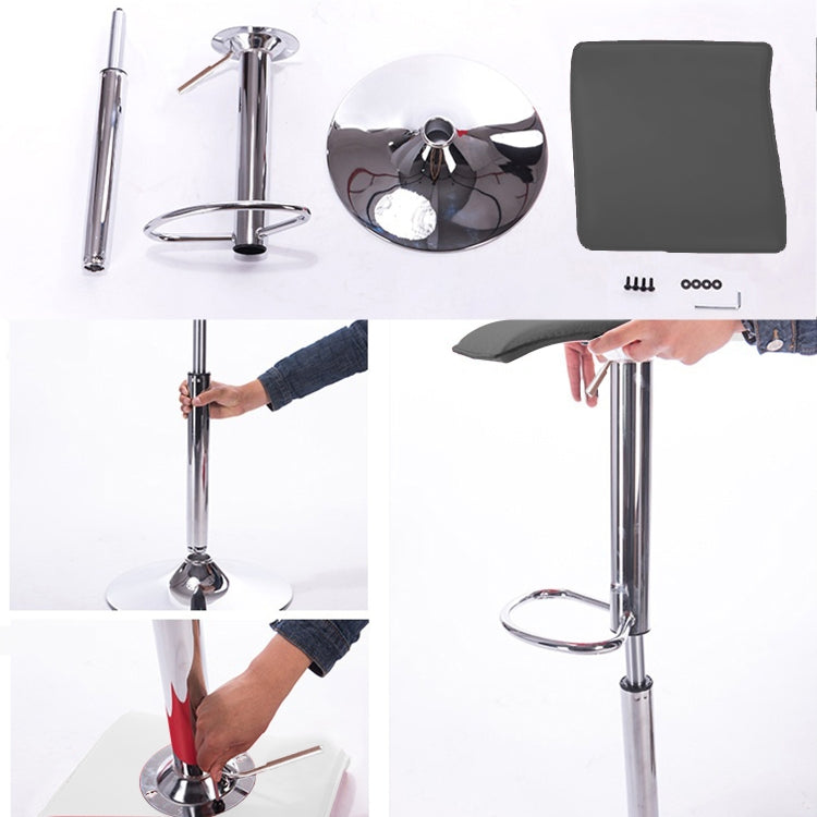 [EU Warehouse] 2 PCS Adjustable Height Chrome-plated Anti-slip Bar Stool(Grey)