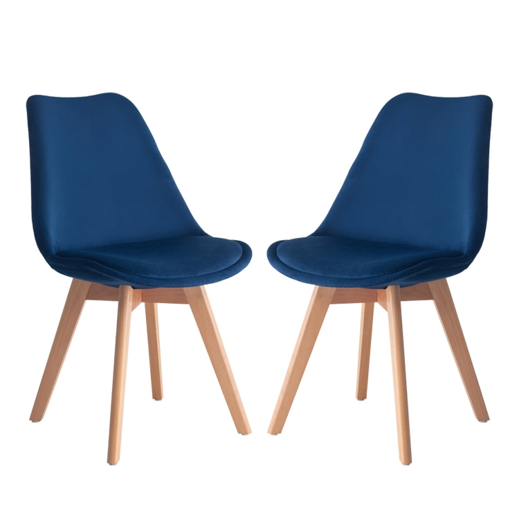 [EU Warehouse] 2 PCS Vintage Velvet Dining Room Tulip Chairs(Blue)