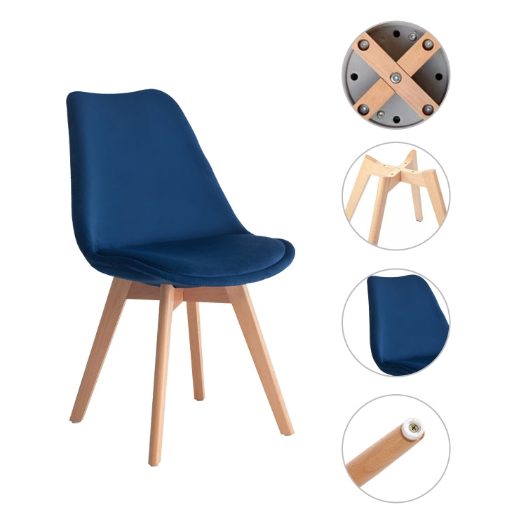 [EU Warehouse] 2 PCS Vintage Velvet Dining Room Tulip Chairs(Blue)
