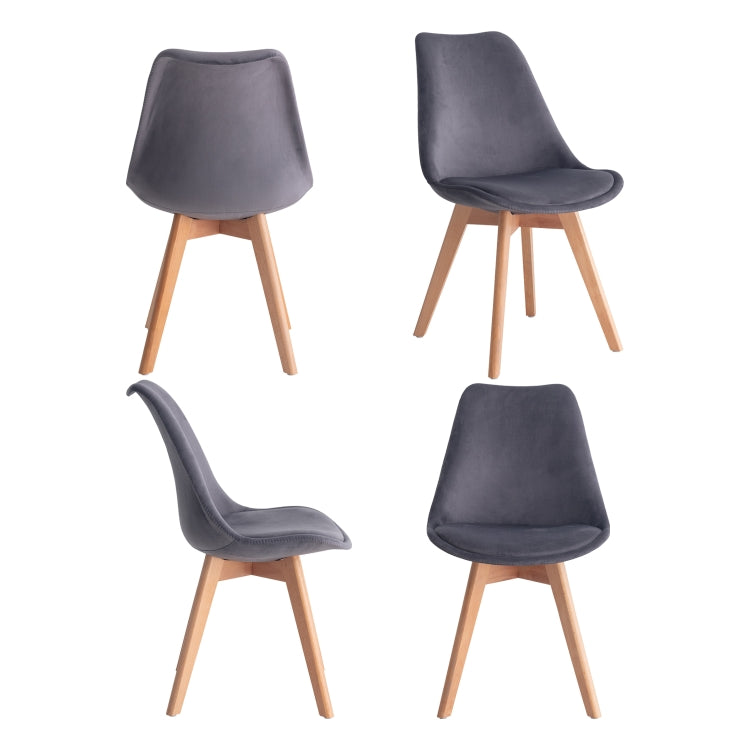 [EU Warehouse] 2 PCS Vintage Velvet Dining Room Tulip Chairs(Dark Gray)