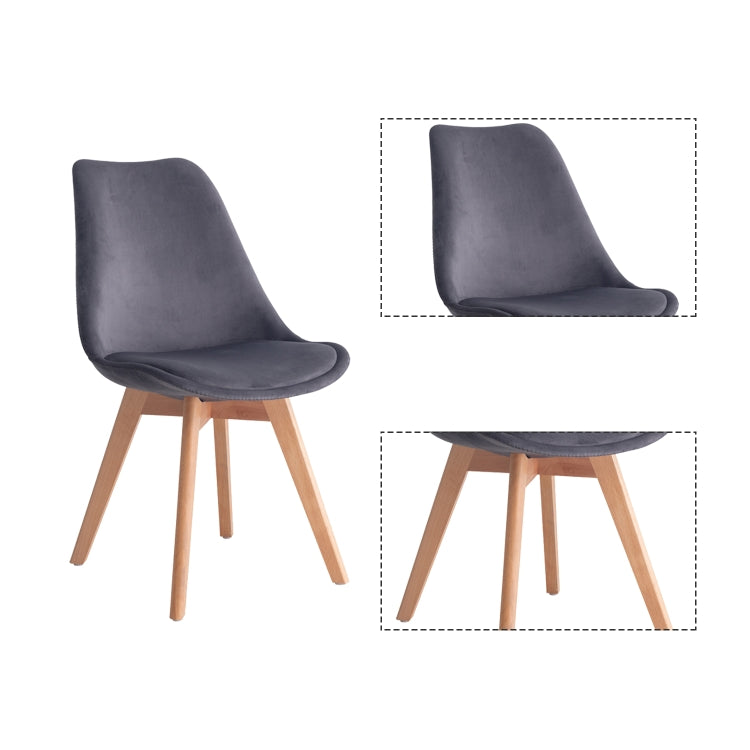 [EU Warehouse] 2 PCS Vintage Velvet Dining Room Tulip Chairs(Dark Gray)