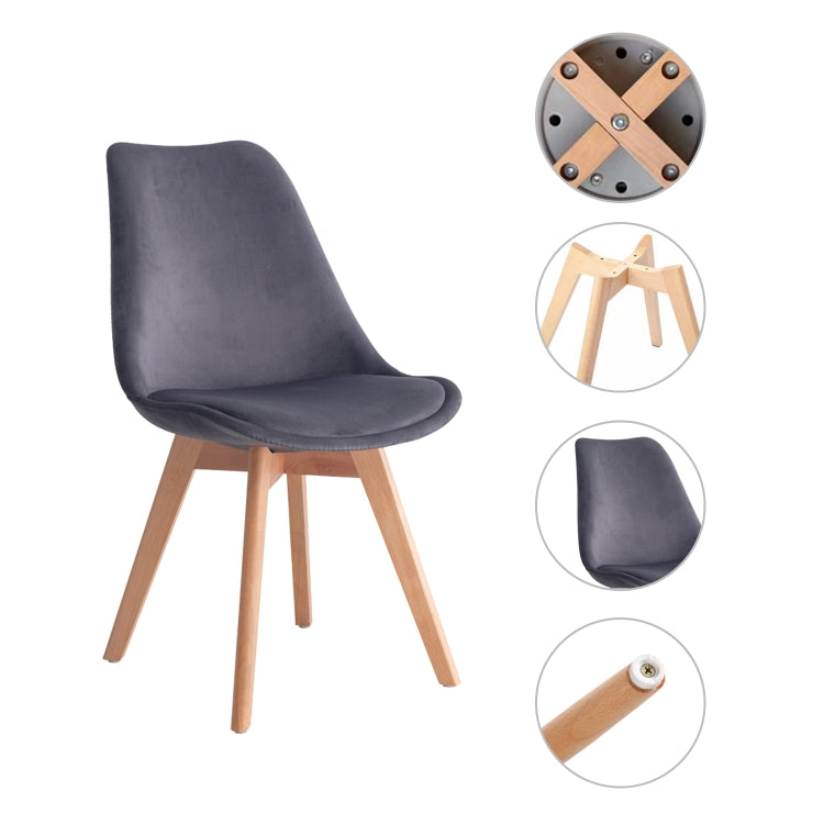 [EU Warehouse] 2 PCS Vintage Velvet Dining Room Tulip Chairs(Dark Gray)