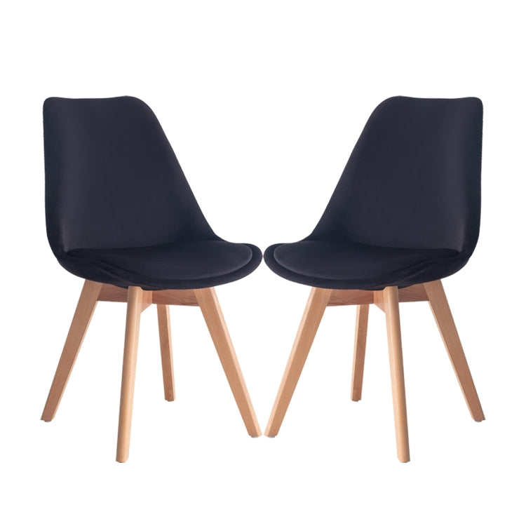[EU Warehouse] 2 PCS Vintage Velvet Dining Room Tulip Chairs(Black)