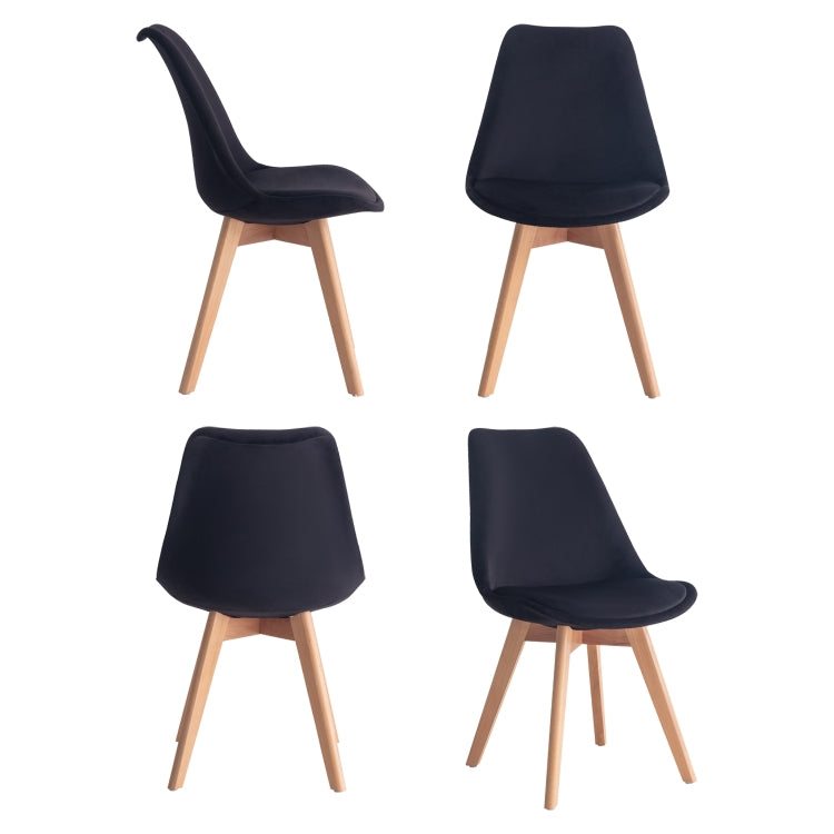 [EU Warehouse] 2 PCS Vintage Velvet Dining Room Tulip Chairs(Black)