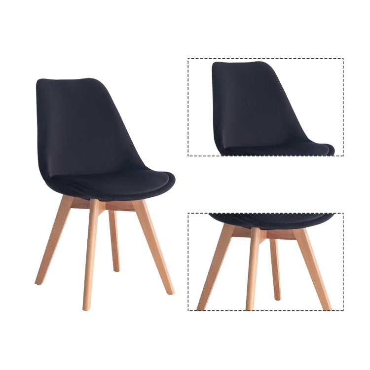 [EU Warehouse] 2 PCS Vintage Velvet Dining Room Tulip Chairs(Black)