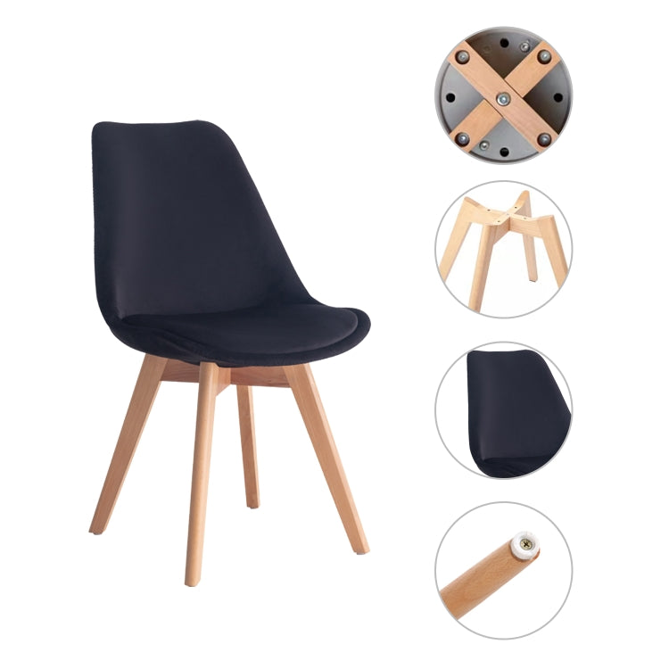 [EU Warehouse] 2 PCS Vintage Velvet Dining Room Tulip Chairs(Black)