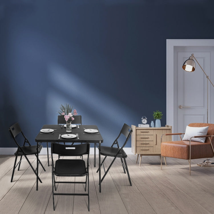 [US Warehouse] 5 in 1 Foldable Square Table + Foldable Chairs Outdoor Plastic Furniture Set