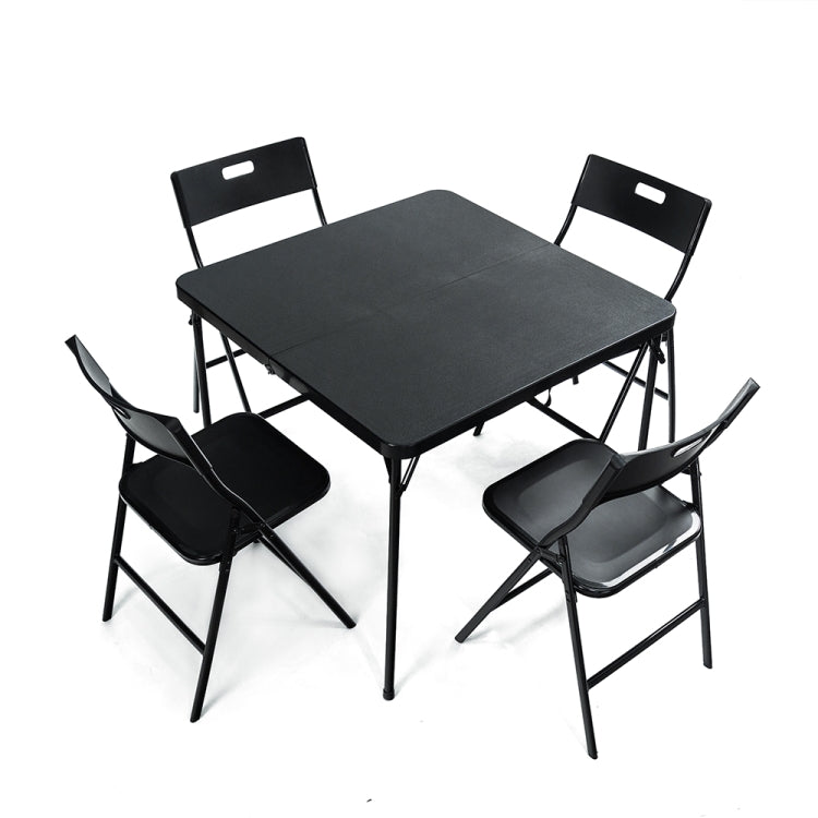 [US Warehouse] 5 in 1 Foldable Square Table + Foldable Chairs Outdoor Plastic Furniture Set