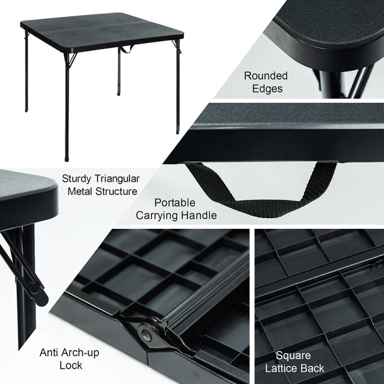 [US Warehouse] 5 in 1 Foldable Square Table + Foldable Chairs Outdoor Plastic Furniture Set