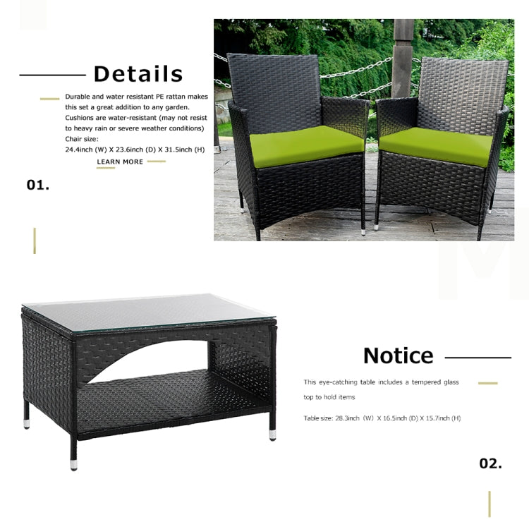 [US Warehouse] 8 in 1 PE Rattan Wicker Two-seat Sofa + Armchairs + Coffee Table Outdoor Furniture Set