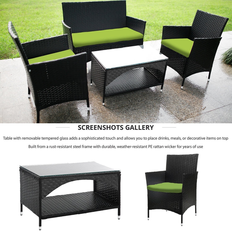 [US Warehouse] 8 in 1 PE Rattan Wicker Two-seat Sofa + Armchairs + Coffee Table Outdoor Furniture Set
