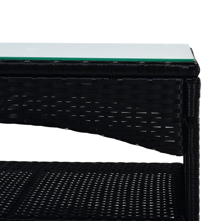 [US Warehouse] 8 in 1 PE Rattan Wicker Two-seat Sofa + Armchairs + Coffee Table Outdoor Furniture Set
