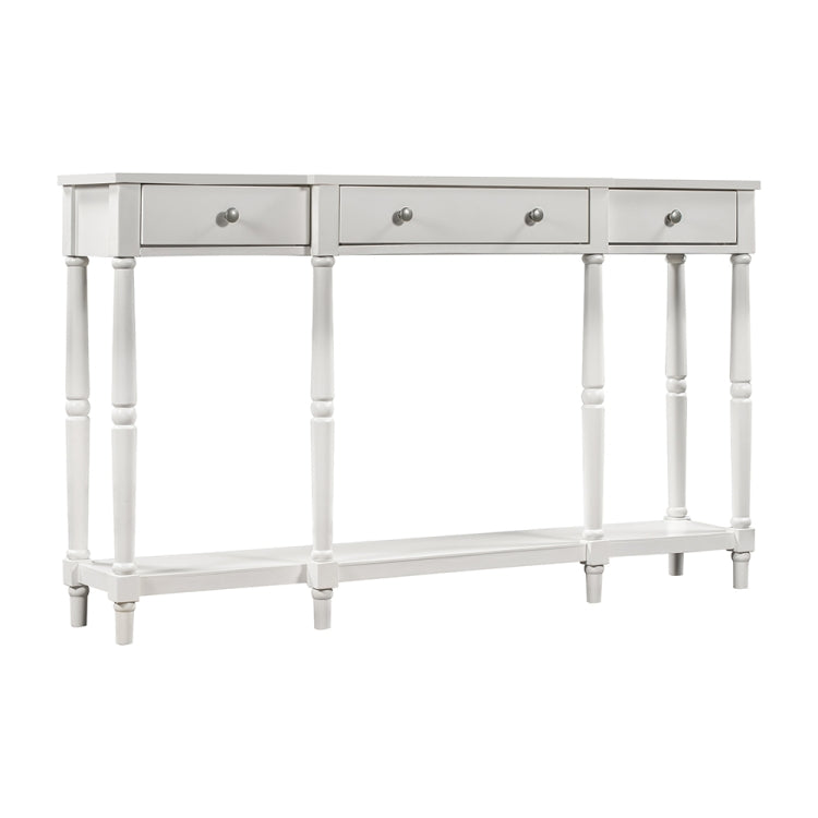 [US Warehouse] Entryway Solid Wood Table with Storage Shelf & Drawers, Size: 58.07 x 33.86 x 11.02 inch