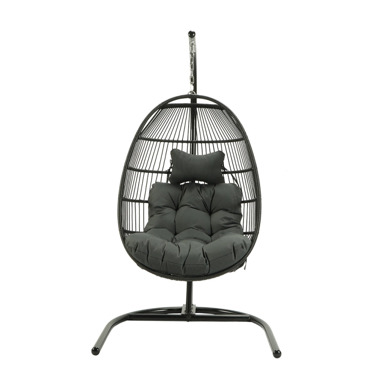 [US Warehouse] Iron Single Seat Hanging Basket Chair with Cushion, Size: 77.17 x 43.31 x 43.31 inch