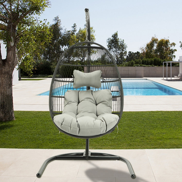 [US Warehouse] Iron Single Seat Hanging Basket Chair with Cushion, Size: 77.17 x 43.31 x 43.31 inch