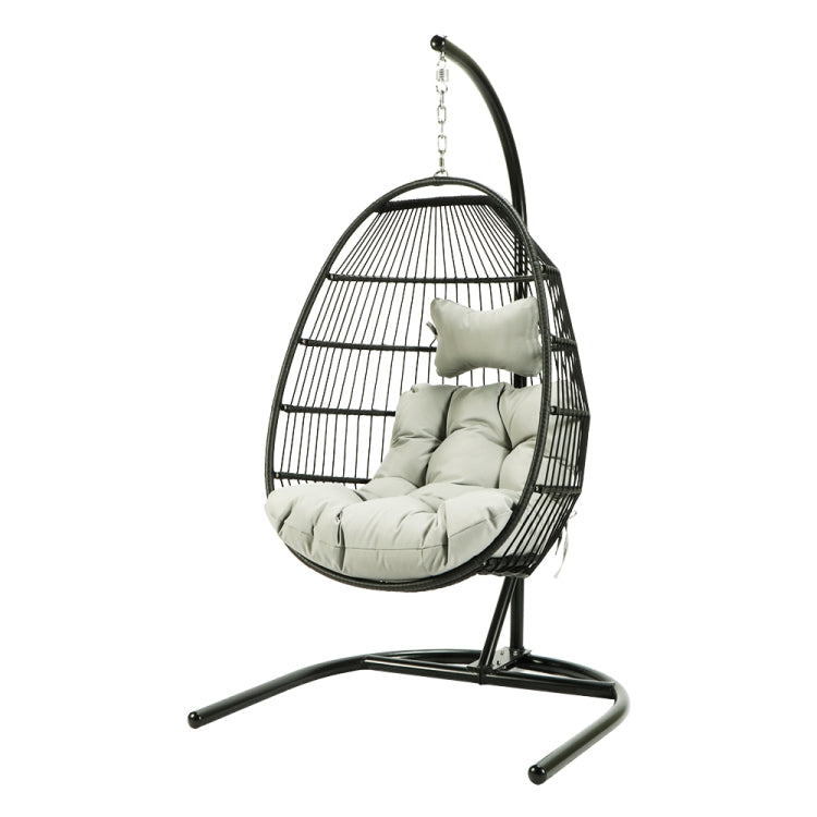 [US Warehouse] Iron Single Seat Hanging Basket Chair with Cushion, Size: 77.17 x 43.31 x 43.31 inch