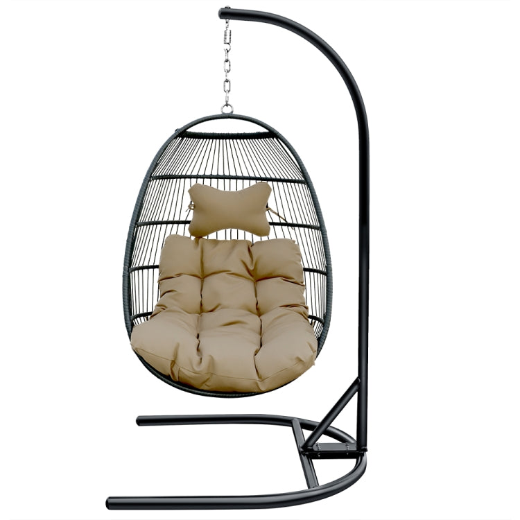 [US Warehouse] Iron Single Seat Hanging Basket Chair with Cushion, Size: 77.17 x 43.31 x 43.31 inch