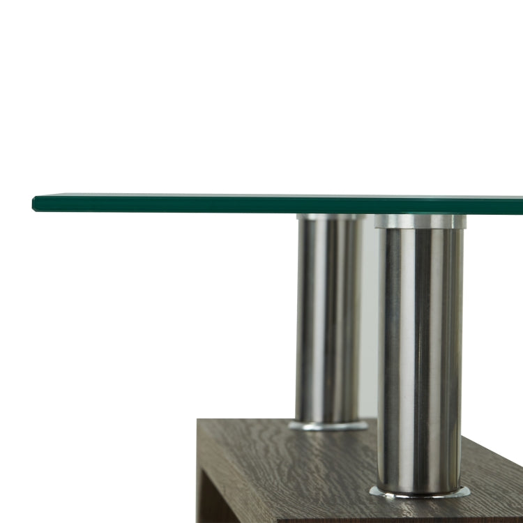 [US Warehouse] Living Room Glass Coffee Table with Storage Shelf, Size: 43.3x23.6x17.7 inch