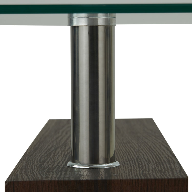 [US Warehouse] Living Room Glass Coffee Table with Storage Shelf, Size: 43.3x23.6x17.7 inch