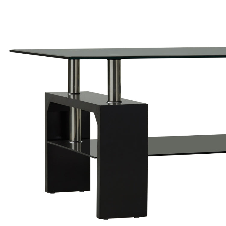 [US Warehouse] Living Room Coffee Table End Table with Storage Shelf, Size: 43.3x23.6x17.7 inch