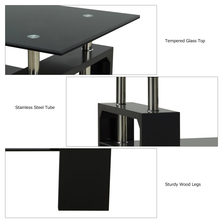 [US Warehouse] Living Room Coffee Table End Table with Storage Shelf, Size: 43.3x23.6x17.7 inch