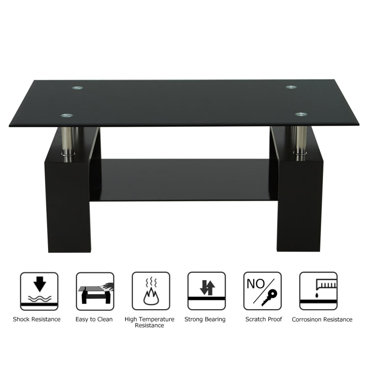 [US Warehouse] Living Room Coffee Table End Table with Storage Shelf, Size: 43.3x23.6x17.7 inch