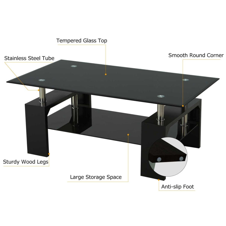 [US Warehouse] Living Room Coffee Table End Table with Storage Shelf, Size: 43.3x23.6x17.7 inch