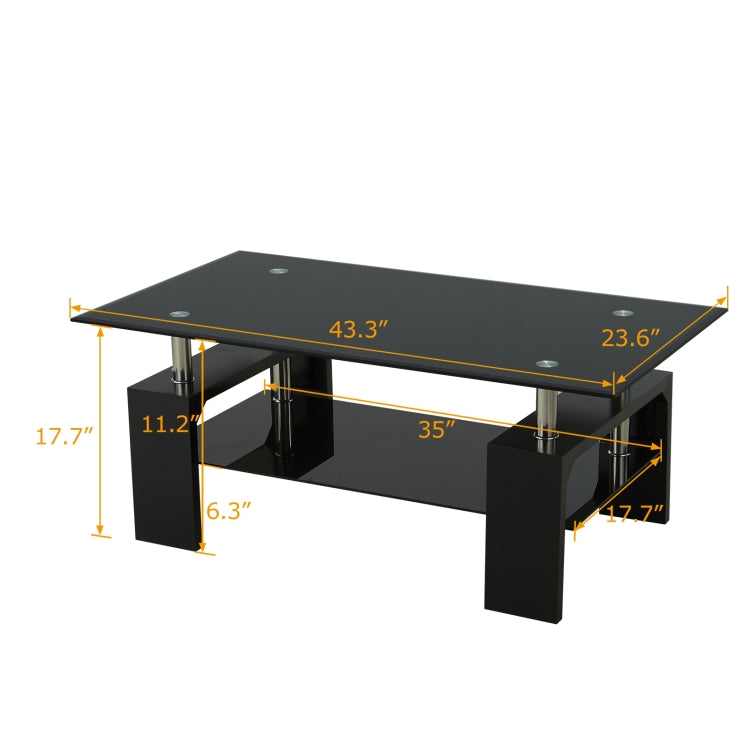 [US Warehouse] Living Room Coffee Table End Table with Storage Shelf, Size: 43.3x23.6x17.7 inch