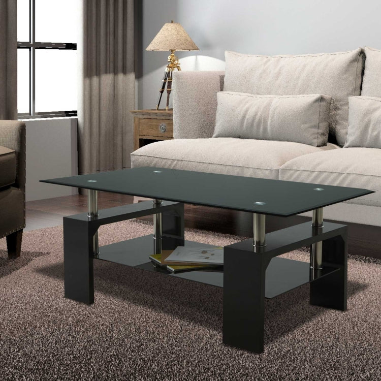 [US Warehouse] Living Room Coffee Table End Table with Storage Shelf, Size: 43.3x23.6x17.7 inch