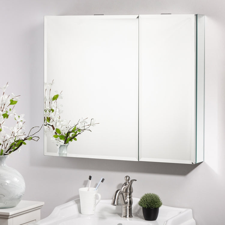 [US Warehouse] Aluminum Wall-mounted Single Door Bathroom Mirror Cabinet with Adjustable Shelf, Size: 30 x 26 inch