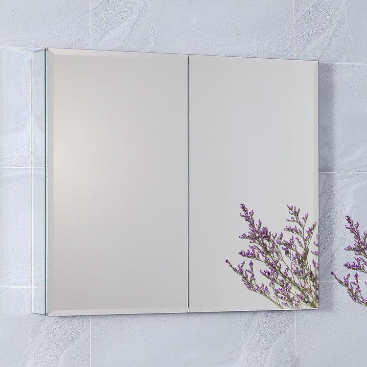 [US Warehouse] Aluminum Wall-mounted Double Door Bathroom Mirror Cabinet with Adjustable Shelf, Size: 30 x 26 inch