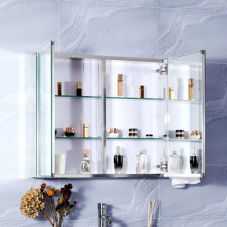 [US Warehouse] Aluminum Wall-mounted Double Door Bathroom Mirror Cabinet with Adjustable Shelf, Size: 30 x 26 inch