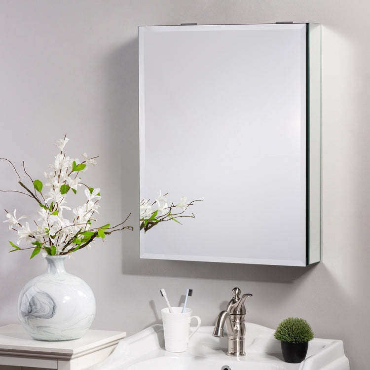 [US Warehouse] Aluminum Wall-mounted Single Door Bathroom Mirror Cabinet with Adjustable Shelf, Size: 26 x 20 inch