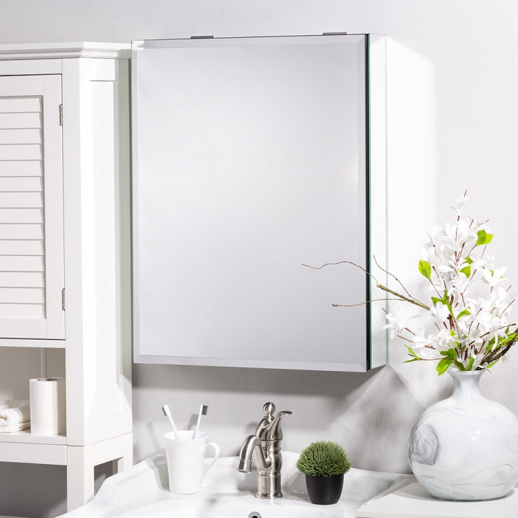 [US Warehouse] Aluminum Wall-mounted Single Door Bathroom Mirror Cabinet with Adjustable Shelf, Size: 26 x 20 inch