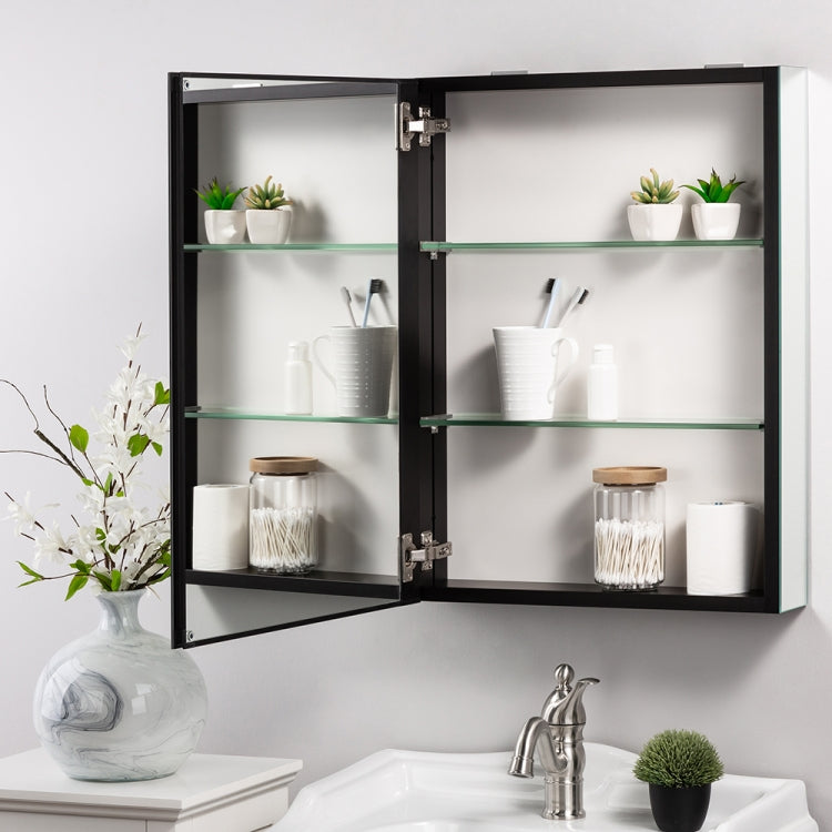 [US Warehouse] Aluminum Wall-mounted Single Door Bathroom Mirror Cabinet with Adjustable Shelf, Size: 26 x 20 inch