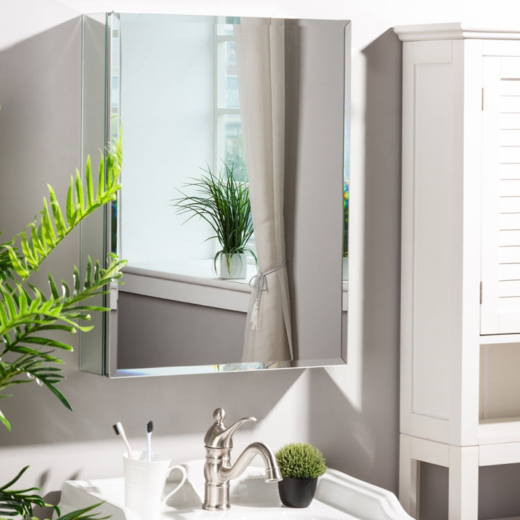 [US Warehouse] Aluminum Wall-mounted Single Door Bathroom Mirror Cabinet with Adjustable Shelf, Size: 26 x 20 inch