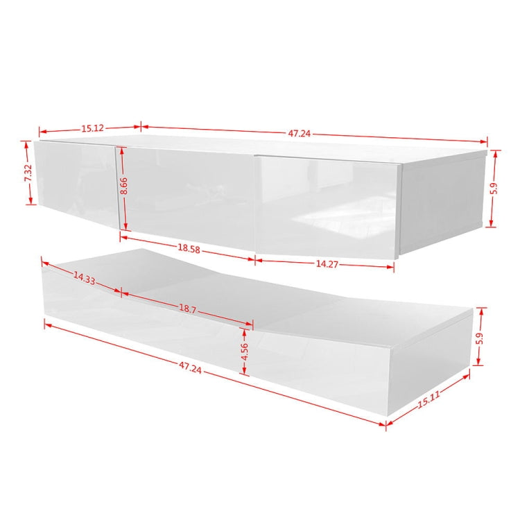 [US Warehouse] MDF Up and Down Wall-mounted TV Cabinet with Three Drawers & LED Lights, Size: 47.24 x 15.12 inch